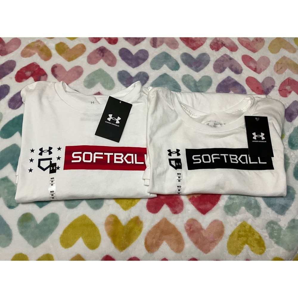 Under Armour Women Softball T Shirt White Medium New With Tags Athletic Casual